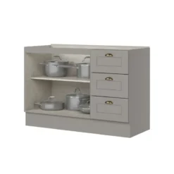 BAJO MESADA AMERICANO 2 PUERTAS 3 CAJONES GRIS