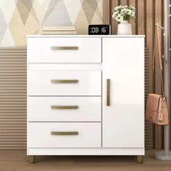 COMODA 4 CAJONES 1 PUERTA BLANCO CO 240BR