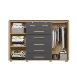 COMODA 7 CAJONES 2 PUERTA FONTANA NATURE TITANIUM