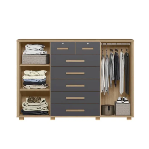 COMODA 7 CAJONES 2 PUERTA FONTANA NATURE TITANIUM