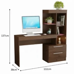 ESCRITORIO C/ESTANTES Y 2 CAJONES NT2010 NOGAL