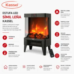 ESTUFA ELECTRICA LED SIMIL LEÑA ELEN 22