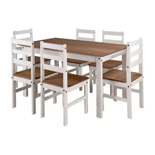 JUEGO DE COMEDOR MESA+6 SILLAS MOD BLANCO MIEL