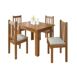 JUEGO DE COMEDOR MESA+4 SILLAS MADERA MACIZA FOUR