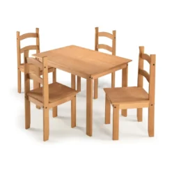 JUEGO COMEDOR MESA + 4 SILLAS 100% MADERA MACIZA