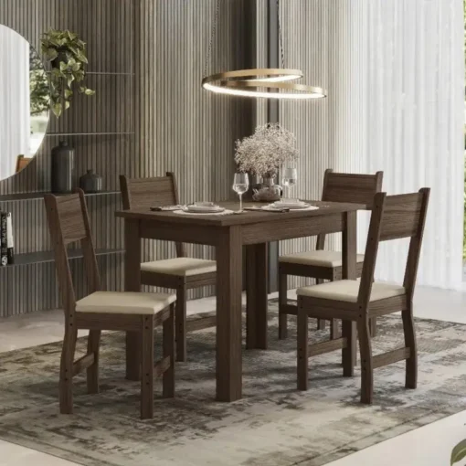 JUEGO COMEDOR 4 SILLAS FLORAL NOCE TALITA