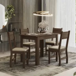 JUEGO COMEDOR 4 SILLAS FLORAL NOCE TALITA