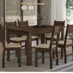 JUEGO COMEDOR 6 SILLAS FLORAL NOCE TALITA