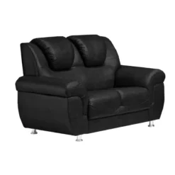 SOFA 2 CUERPOS CUERO ECOLOGICO MALEGO NEGRO