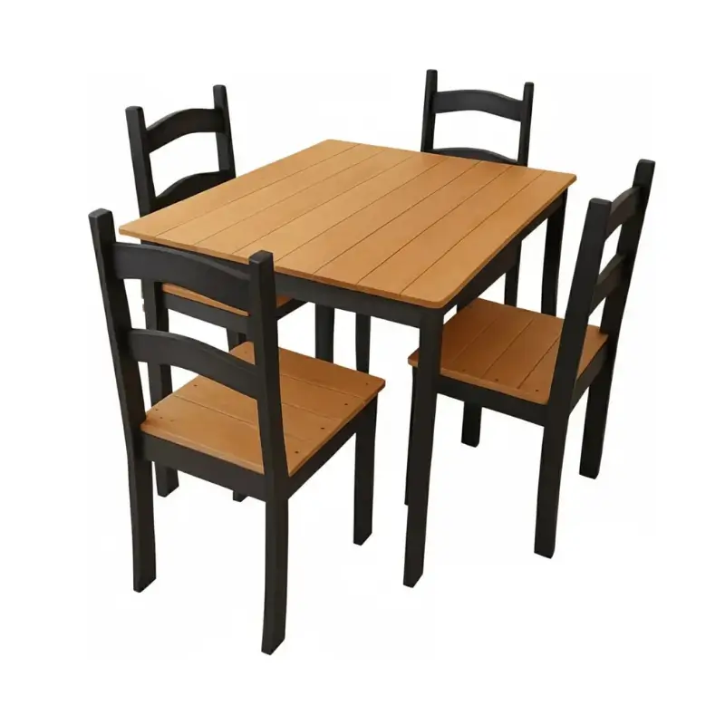 JUEGO DE COMEDOR MESA+4SILLAS NEGRO BARBACOA