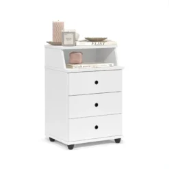 MESA DE LUZ 3 CAJONES CON ESPACIO LUXO BLANCO