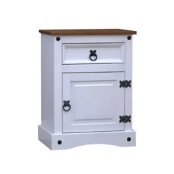 MESA DE LUZ TALIA 3 CAJONES MADERA MACIZA BLANCO