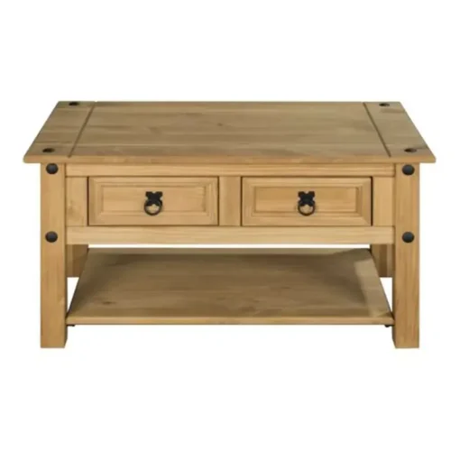 MESA DE LIVING CON 2 CAJONES MADERA MACIZA