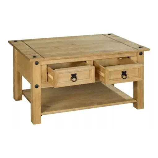 MESA DE LIVING CON 2 CAJONES MADERA MACIZA