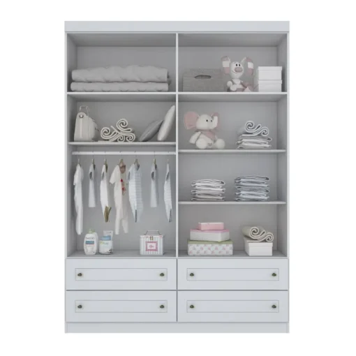 ROPERO 4 PUERTAS 4 CAJONES MOD AMERICANO BLANCO