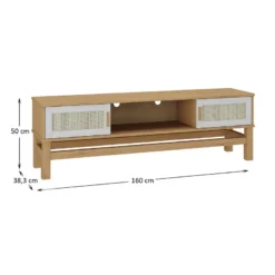 RACK 2 PUERTAS PARA TV MADERA MACIZA CON RATAN