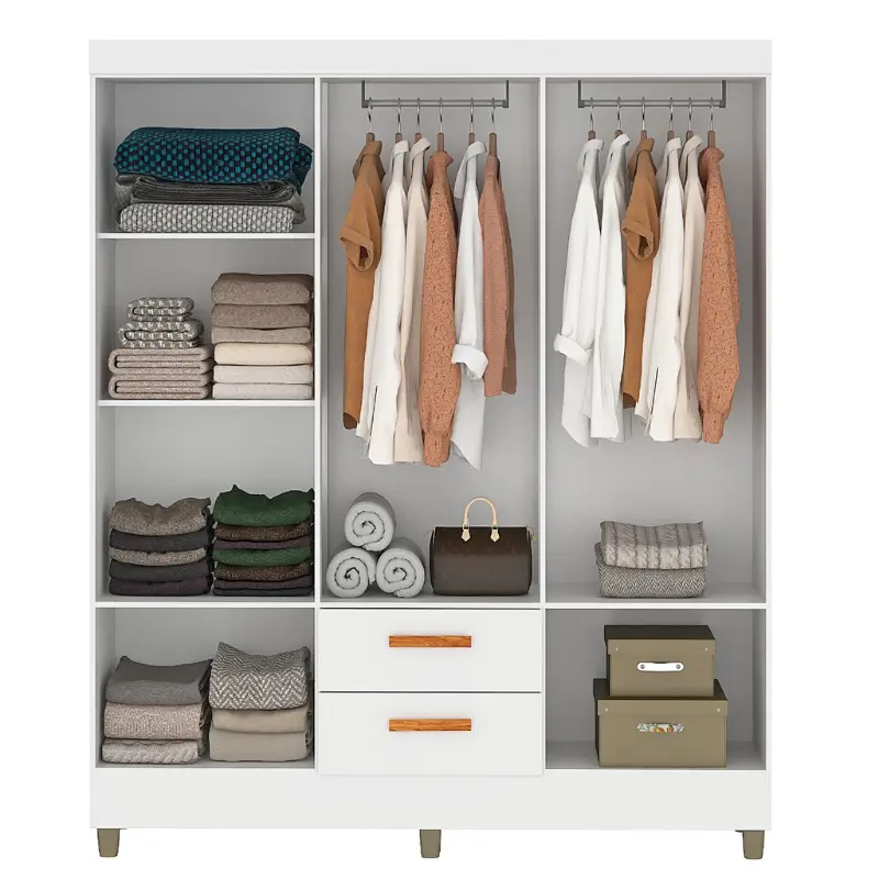 ROPERO 6 PUERTAS 2 CAJONES LITE BLANCO 1640BR