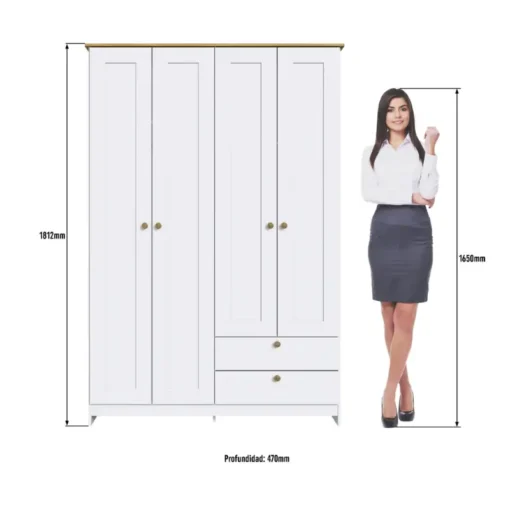 ROPERO 4 PUERTAS 2 CAJONES BLANCO RP2425BL