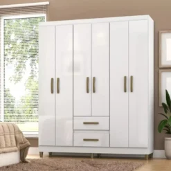 ROPERO 6 PUERTAS 2 CAJONES BLANCO RP 1620 BR