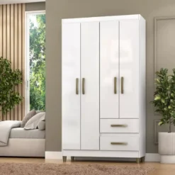 ROPERO 4 PUERTAS 2 CAJONES RP 1420BR BLANCO