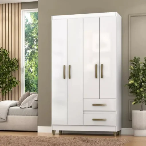 ROPERO 4 PUERTAS 2 CAJONES RP 1420BR BLANCO