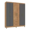 ROPERO 6 PUERTAS 2 CAJONES MIEL/GRIS RP1620-MG