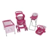 COCHE DE MUÑECA C/BABY SILLA Y CUNA 4 PIEZAS