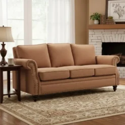 SOFA 3 LUGARES BEIGE CON TACHAS 9717-3L LB