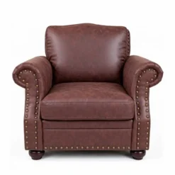 SOFA 1 CUERPO MARRON OSCURO CON TACHAS 9717-1L-DB