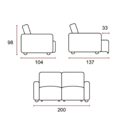 SOFA DOMINI GRIS (AC279) TELA C 7515